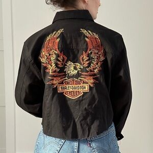 HARLEY DAVIDSON Vintage Cropped Eagle Work Shirt Jacket